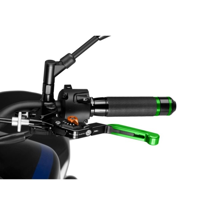 PUIG EXTENDABLE AND FOLDING CLUTCH LEVER 3.0 WITH BLACK CENTRAL BODY GREEN EXTENSION AND ORANGE SELECTOR