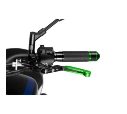 PUIG EXTENDABLE AND FOLDING CLUTCH LEVER 3.0 WITH BLACK CENTRAL BODY GREEN EXTENSION AND SILVER SELECTOR