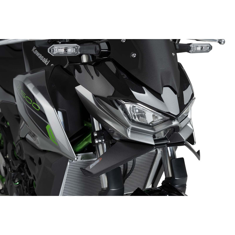 Becquet avant Puig Downforce Naked pour Kawasaki Z500 2024-25, look carbone