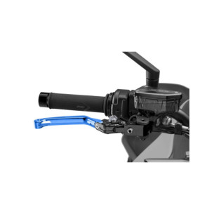 Puig 4.0 folding brake lever blue and titanium selector