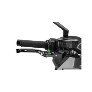 Puig 4.0 brake lever extendable and foldable with black central body, black extension and green selector