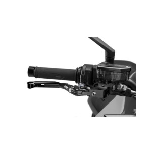Levier de frein Puig 4.0 extensible et pliable avec corps central noir, extension noire et selecteur en titane