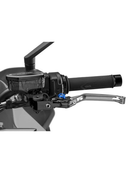 Puig 4.0 folding clutch lever silver and blue selector