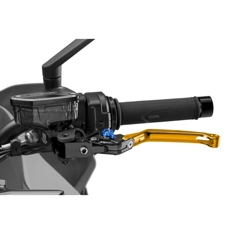 Puig 4.0 folding clutch lever gold and blue selector