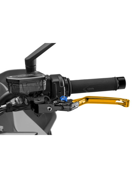 Puig 4.0 folding clutch lever gold and blue selector
