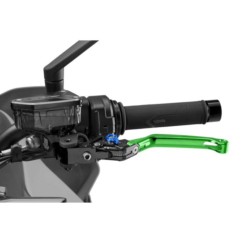 Puig 4.0 folding clutch lever, green and blue selector