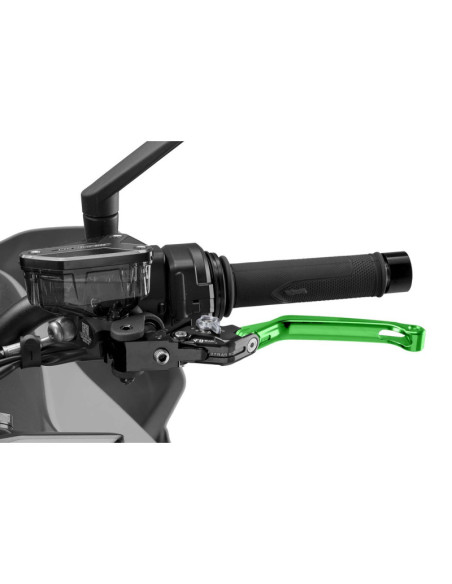 Levier d'embrayage pliable Puig 4.0 vert et selecteur titane