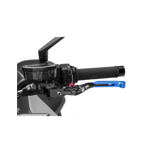Puig 4.0 clutch lever extendable and foldable with black central body, blue extension and red selector