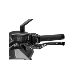 Puig 4.0 clutch lever extendable and foldable with black central body, black extension and silver selector