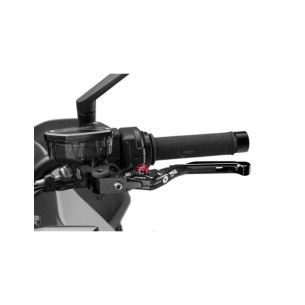 Levier d'embrayage Puig 4.0 extensible et pliable avec corps central noir, extension noire et selecteur rouge