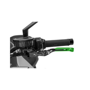 Puig 4.0 clutch lever extendable and foldable with black central body, green extension and silver selector