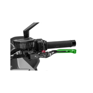 Puig 4.0 clutch lever extendable and foldable with black central body, green extension and red selector