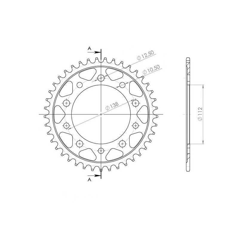 Couronne SGR S+2 AL P525-D44 pour Honda CBR F ABS 650 17-18
