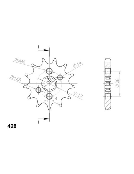 sgr Ritzel s ac p428-d13 aprilia tuono 125 abs e4/e5 125 22-24