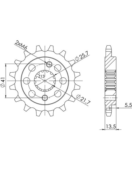 sgr pinion s ac p525-d15 honda xl v transalp 650 01-03