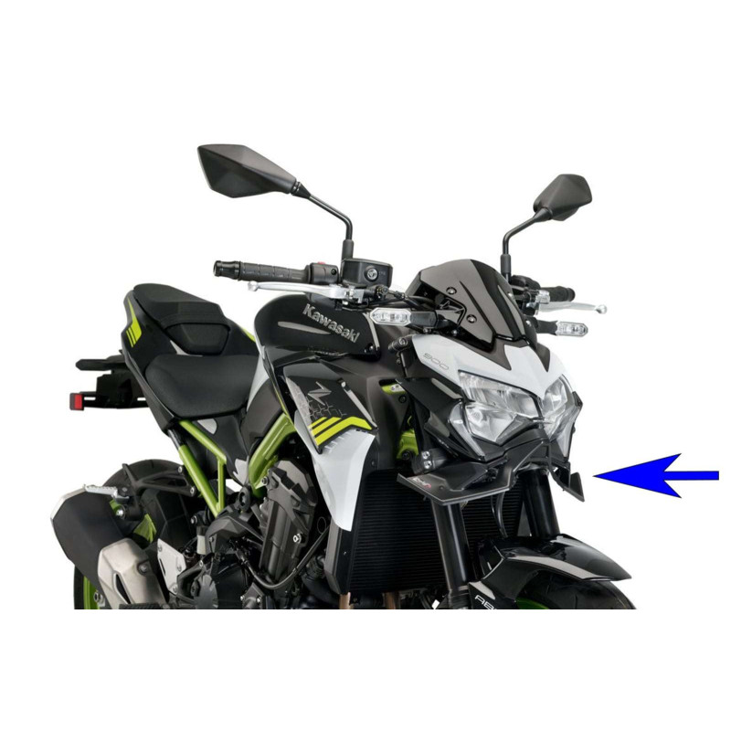 Aleron delantero Puig Downforce Naked para Kawasaki Z900 2022 negro mate