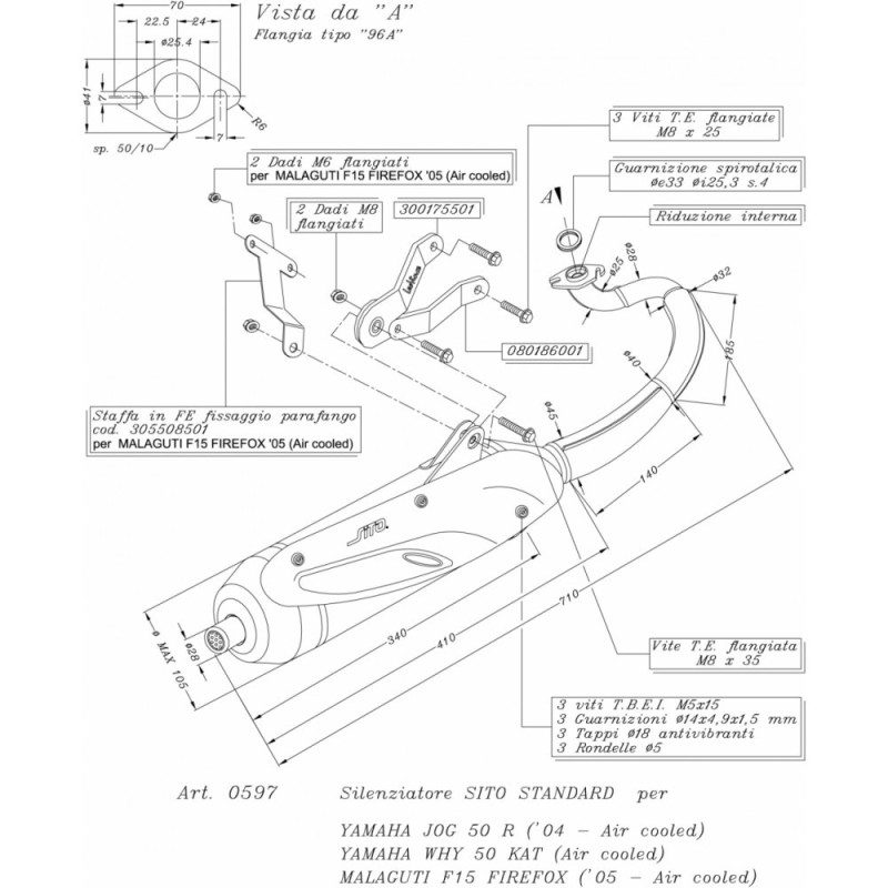 Escape completo LeoVince para Yamaha Jog R 50 13-14 en acero