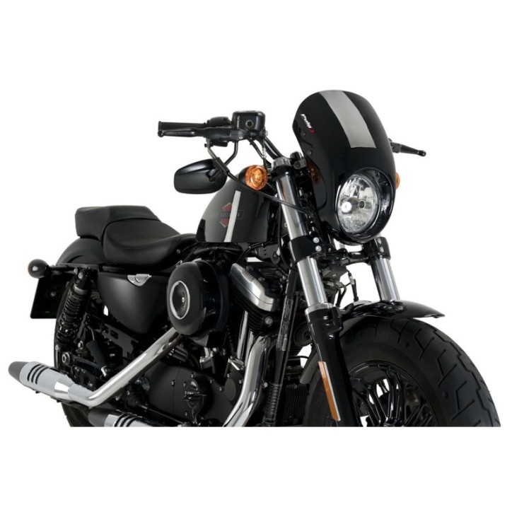 PUIG CUPOLINO SEMICARENATO ANARCHY PER HARLEY D. SPORTSTER FORTY-EIGHT XL1200X 15-20 NERO