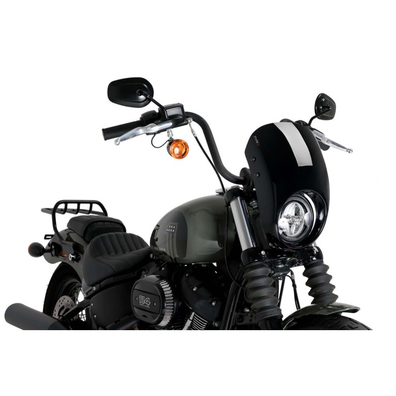 PUIG CUPOLINO SEMICARENATO ANARCHY PER HARLEY DAVIDSON SOFTAIL STREET BOB FXBB ANNO 21-23 COLORE NERO