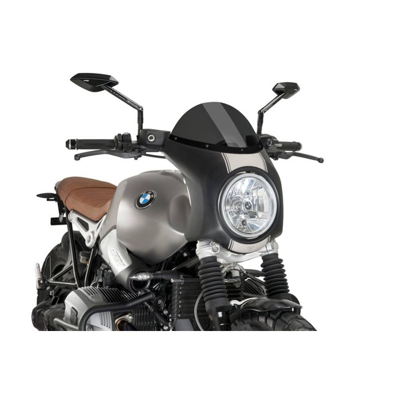 PUIG CUPOLINO SEMICARENATO BMW R NINE T SCRAMBLER 16'-20' FUME SCURO-NERO OPACO