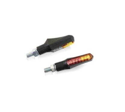 PUIG LED-BLINKER MODELL CURVE-SCHWARZ VORNE - TRANSPARENTE GL,SER UND SCHWARZER SOCKEL - DAS SET BEINHALTET POSITIONSLICHT UND B