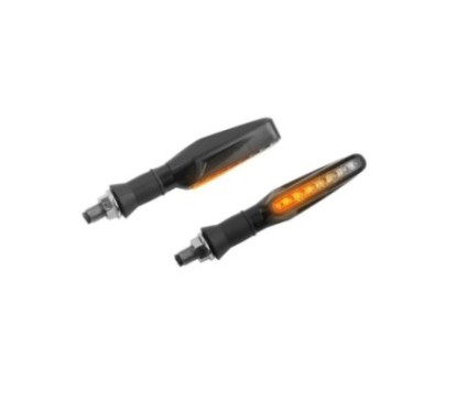 PUIG FRECCE LED MODELE PIN NOIR -  Lenti trasparenti e base nera AVEC 8 led - Sequenziali - Filettatura M10 -  Omologate