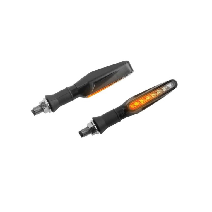 PUIG FRECCE LED MODELLO PIN NERO -  Lenti trasparenti e base nera con 8 led - Sequenziali - Filettatura M10 -  Omologate