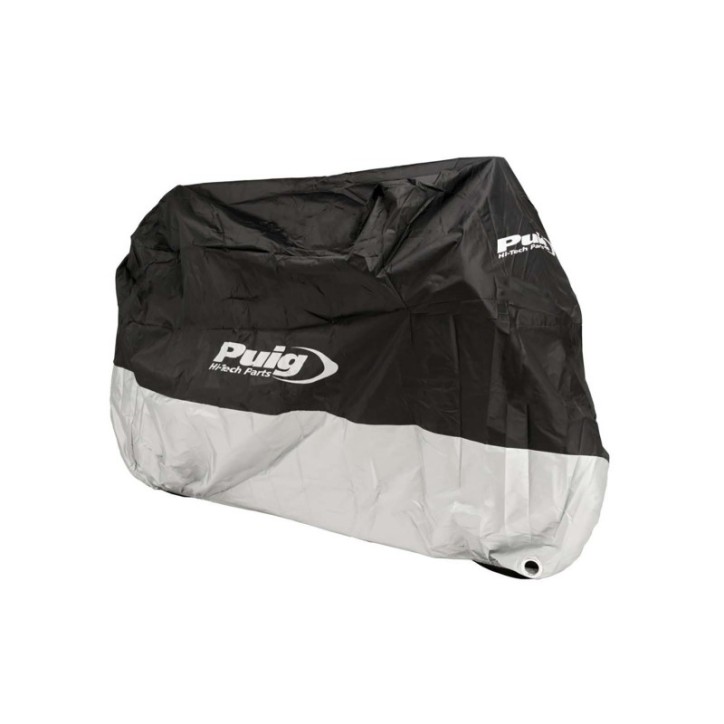 PUIG BIKE COVER WITH PUIG HI-TECH PARTS LOGO SIZE XL BLACK - COD. 20725N - Length: 2 m. Width: 0.95m. Height: 1.20m.