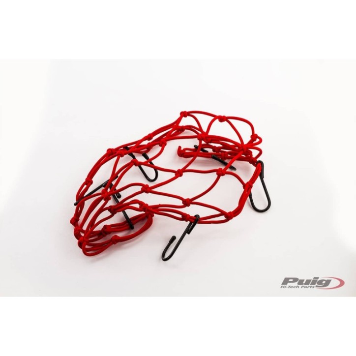 PUIG PORTE-OBJETS ELASTIQUE NET ROUGE - COD. 0788R - IdEal pour transporter des objets dans la selle ARRIERE. Dimensions :