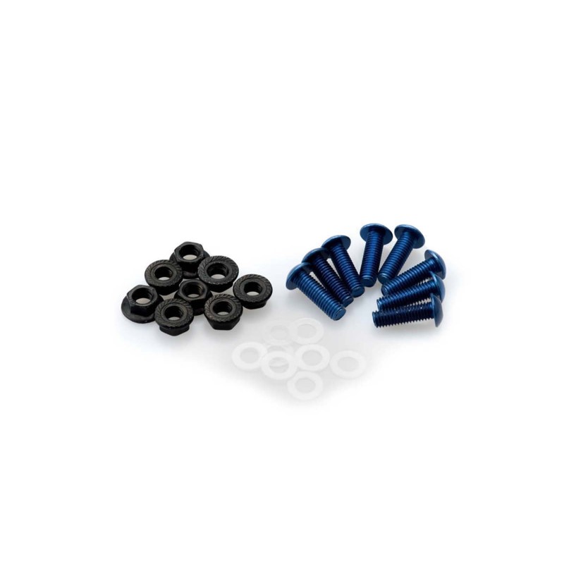 PUIG KIT TORNILLOS ANODIZADO AZUL - COD. 0956A - Cabeza redonda, casquillo hexagonal, con tuercas. BlIster de 8 piezas. TamaNo M