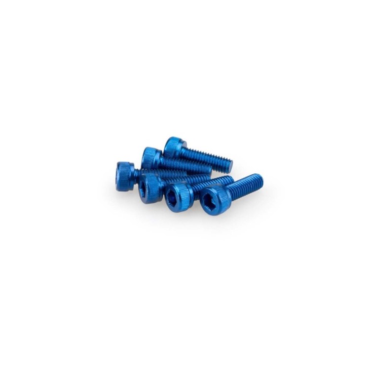 PUIG BLUE ANODIZED SCREWS KIT - COD. 0146A - Cylindrical head, hexagon socket. Blister of 6 pieces. Size M5 x 15mm.