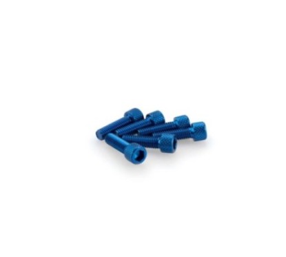 PUIG BLUE ANODIZED SCREWS KIT - COD. 0364A - Cylindrical head, hexagon socket. Blister of 6 pieces. Size M6 x 20mm.