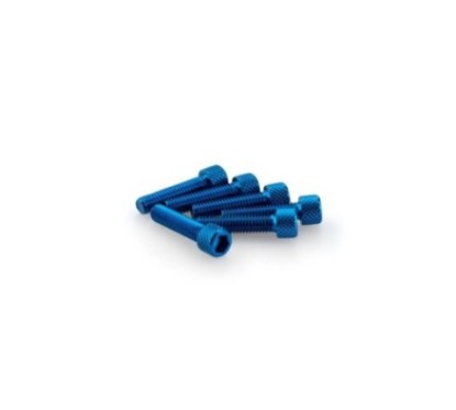 PUIG KIT VIS ANODIZZATE BLEU - COD. 0544A - Testa cilindrica, cava esagonale. Blister da 6 pezzi. Misura M6 x 25 mm.