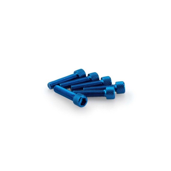 PUIG BLUE ANODIZED SCREWS KIT - COD. 0544A - Cylindrical head, hexagon socket. Blister of 6 pieces. Size M6 x 25mm.