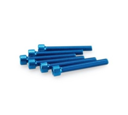 PUIG KIT VIS ANODIZZATE BLEU - COD. 0370A - Testa cilindrica, cava esagonale. Blister da 6 pezzi. Misura M6 x 45 mm.