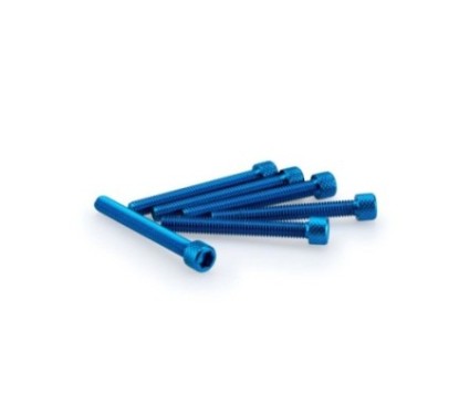 PUIG KIT VIS ANODIZZATE BLEU - COD. 0421A - Testa cilindrica, cava esagonale. Blister da 6 pezzi. Misura M6 x 50 mm.