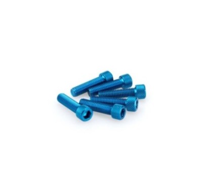 PUIG KIT VIS ANODIZZATE BLEU - COD. 0473A - Testa cilindrica, cava esagonale. Blister da 6 pezzi. Misura M8 x 30 mm.