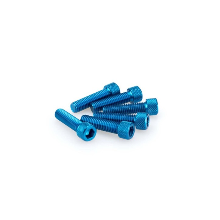 PUIG KIT VIS ANODIZZATE BLEU - COD. 0473A - Testa cilindrica, cava esagonale. Blister da 6 pezzi. Misura M8 x 30 mm.