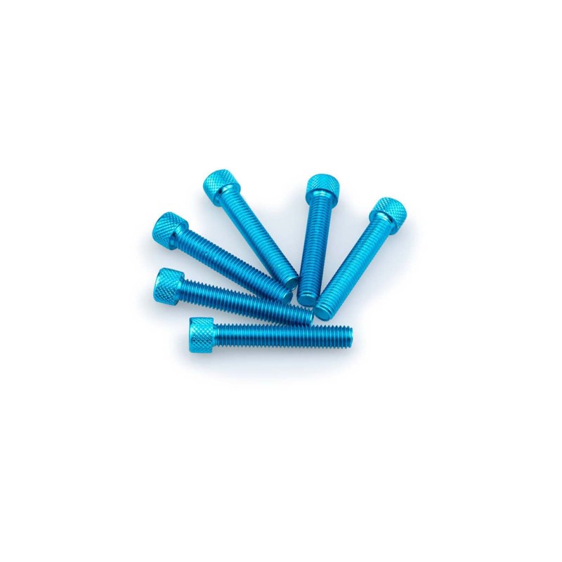 PUIG KIT VIS ANODIZZATE BLEU - COD. 0516A - Testa cilindrica, cava esagonale. Blister da 6 pezzi. Misura M8 x 45 mm.