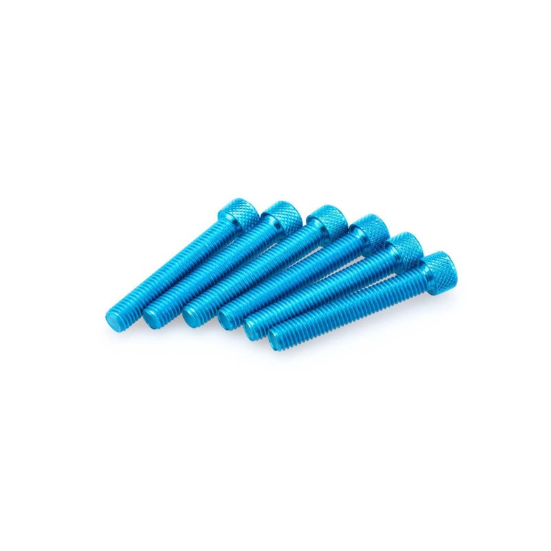 PUIG KIT VIS ANODIZZATE BLEU - COD. 0524A - Testa cilindrica, cava esagonale. Blister da 6 pezzi. Misura M8 x 50 mm.