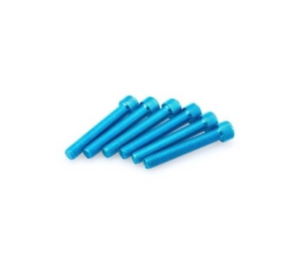 PUIG KIT VIS ANODIZZATE BLEU - COD. 0524A - Testa cilindrica, cava esagonale. Blister da 6 pezzi. Misura M8 x 50 mm.