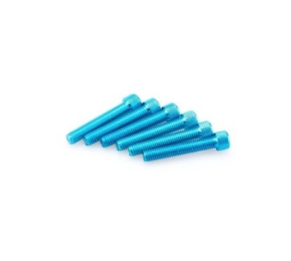 PUIG KIT VIS ANODIZZATE BLEU - COD. 0540A - Testa cilindrica, cava esagonale. Blister da 6 pezzi. Misura M8 x 55 mm.