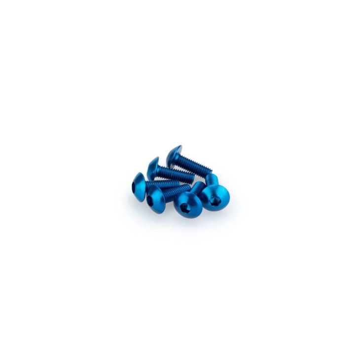 PUIG BLUE ANODIZED SCREWS KIT - COD. 0543A - Round head, hexagon socket. Blister of 6 pieces. Size M5 x 15mm.