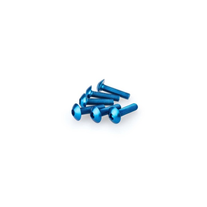 PUIG KIT VIS ANODIZZATE BLEU - COD. 0550A - Testa tonda, cava esagonale. Blister da 6 pezzi. Misura M5 x 20 mm.