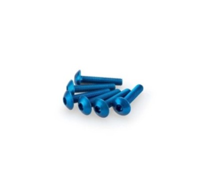 PUIG KIT VIS ANODIZZATE BLEU - COD. 0610A - Testa tonda, cava esagonale. Blister da 6 pezzi. Misura M5 x 25 mm.