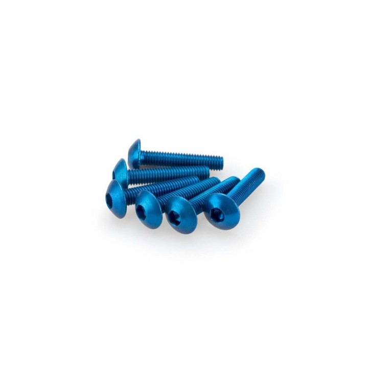 PUIG KIT VIS ANODIZZATE BLEU - COD. 0610A - Testa tonda, cava esagonale. Blister da 6 pezzi. Misura M5 x 25 mm.