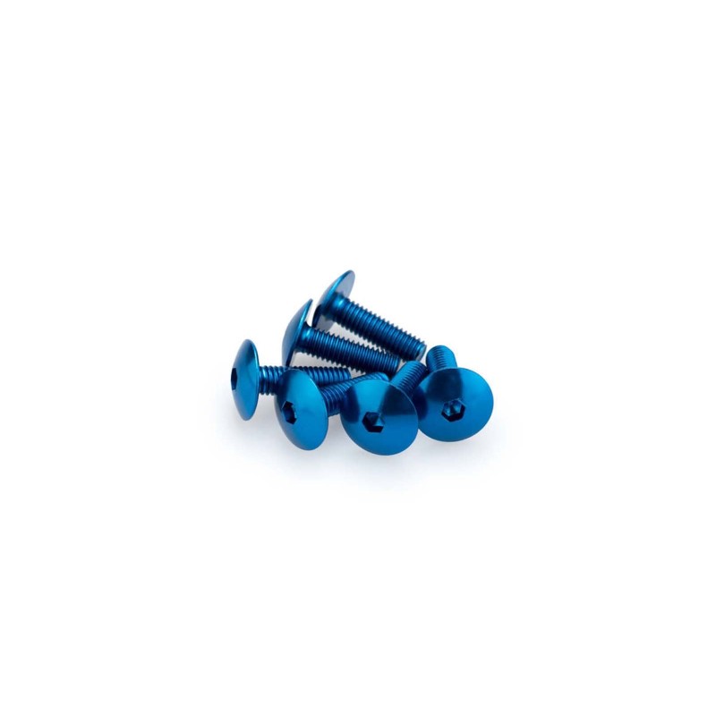 PUIG BLUE ANODIZED SCREWS KIT - COD. 0657A - Round head, hexagon socket. Blister of 6 pieces. Size M6 x 20mm.