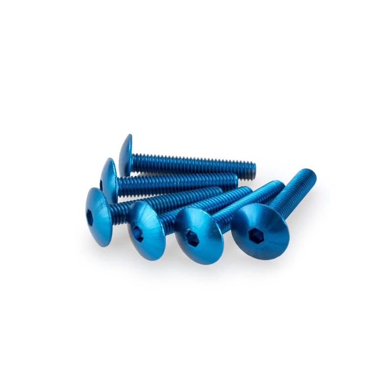 PUIG KIT VIS ANODIZZATE BLEU - COD. 3995A - Testa tonda, cava esagonale. Blister da 6 pezzi. Misura M6 x 30 mm.