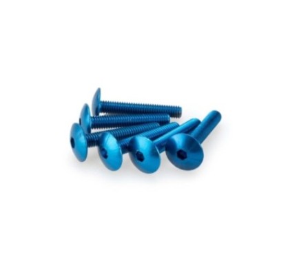 PUIG BLUE ANODIZED SCREWS KIT - COD. 3995A - Round head, hexagon socket. Blister of 6 pieces. Size M6 x 30mm.