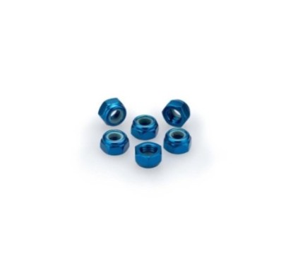 PUIG KIT VIS ANODIZZATE BLEU - COD. 0735A - Dadi EN ALUMINIUM anodizzato autobloccanti. Blister da 6 pezzi. Misura M5.